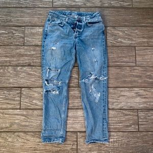 &Denim distressed boyfriend jeans